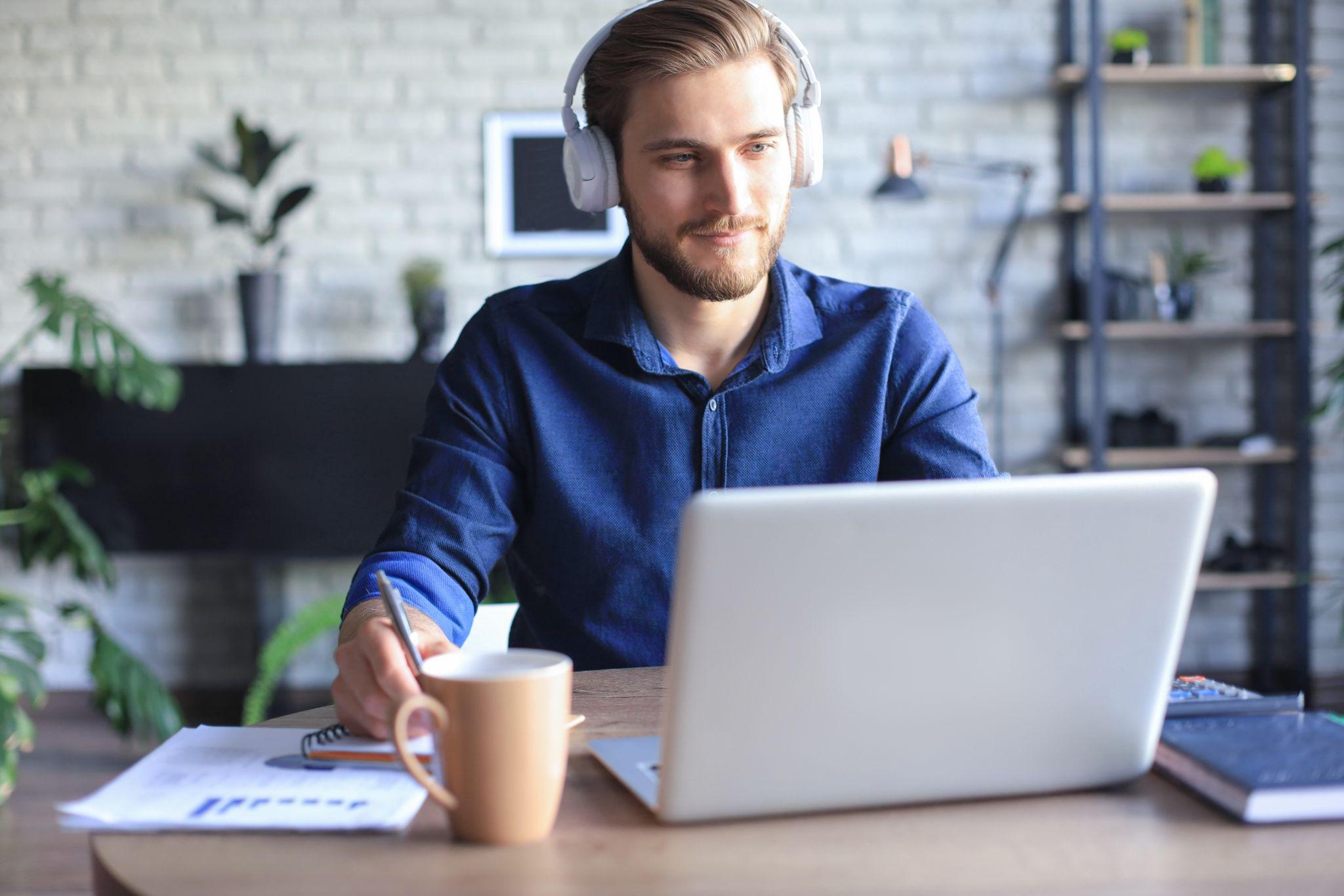 An image of a man embarking on SAP training online.